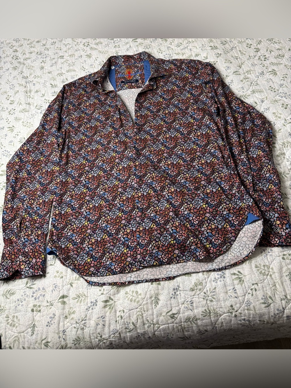 Luciano Visconti Men's Long Sleeve Shirt Skulls Multicolor  Size L